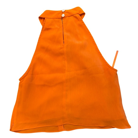 STAUD Ruched Halter Top Orange High Neck Sleeveless Blouse Size 6 - Picture 3 of 6